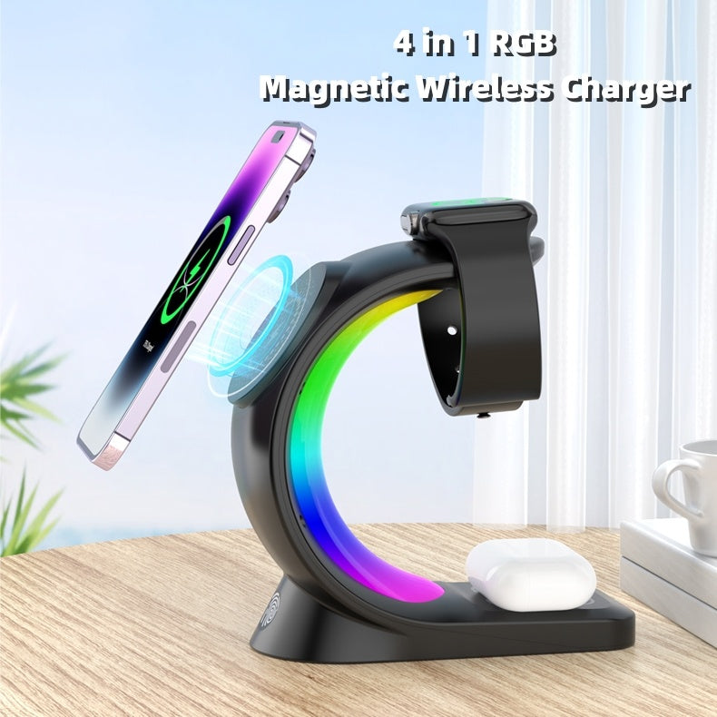 3-in-1 Magnetic Wireless Charging Station with Atmosphere Lighting